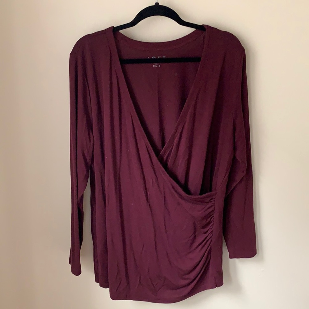 LOFT V-Neck  Sweater with Waist Accent